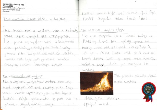 Children's work on the Great Fire of London