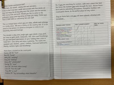 Children's work in a book