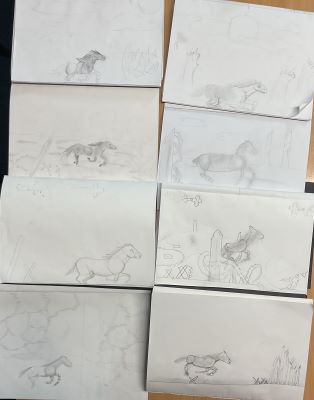 Drawings of war horses