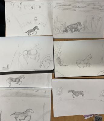 Drawings of war horses