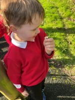 Child exploring spring topics