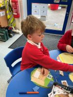 Child exploring spring topics