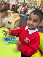 Child exploring maths