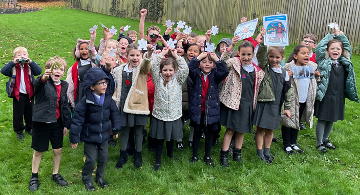 Pupils stood together for a group photo 