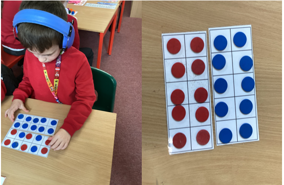 Pictures of pupils doing maths place value