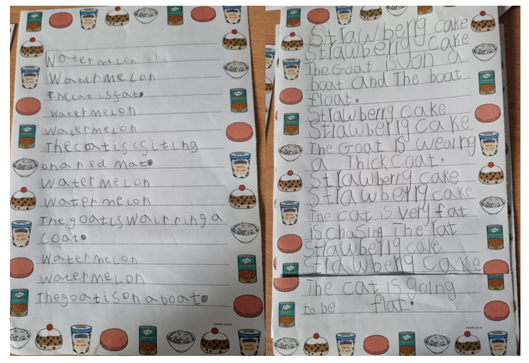 Writing done by Pupils 