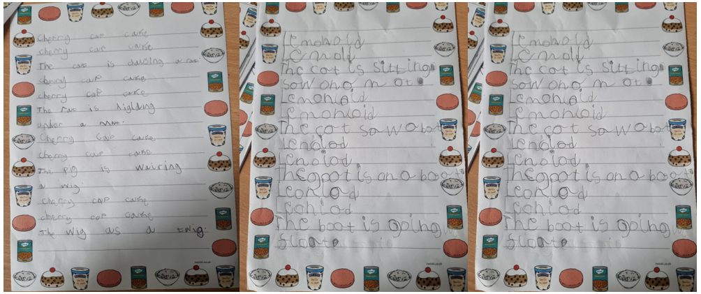 Writing done by Pupils 