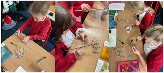 Pupils creating Mosaics 