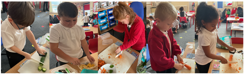 Pictures of pupils preparing pasta 
