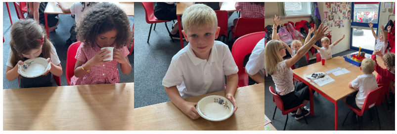 Pictures of Pupils doing tasks for health living topic 