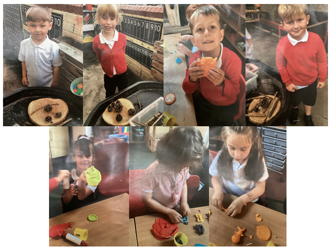 Pictures Of Pupils with pinecones and sticks making facial features 