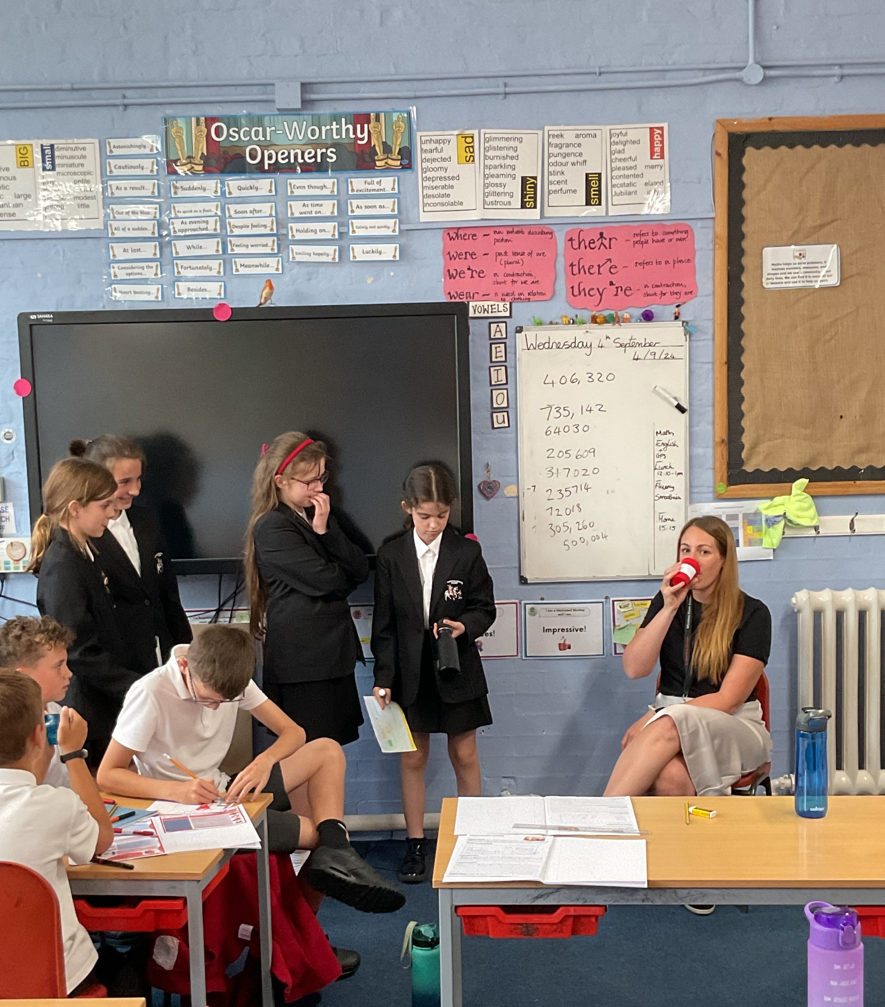 Pupils presenting to Mr's Thompson for Dragons Den
